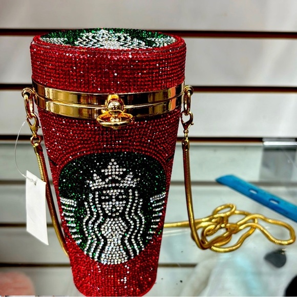 Starbucks Handbags - New Starbucks Rhinestone Handbag in holiday red! 7x3.5